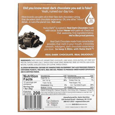 NuGo Dark, Протеиновые батончики, Мокко и шоколад, NuGo Nutrition, 12 батончиков, 1,76 унц. (50 г) каждый купить в Киеве и Украине