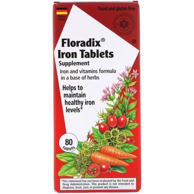 Floradix, Железосодержащая добавка, Flora, 80 таблеток купить в Киеве и Украине