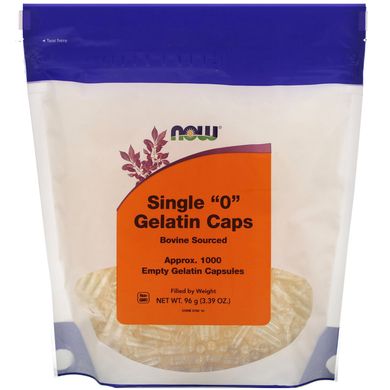 Окремі желатинові капсули "0" Now Foods (Single Gelatin Caps) приблизно 1000 порожніх капсул