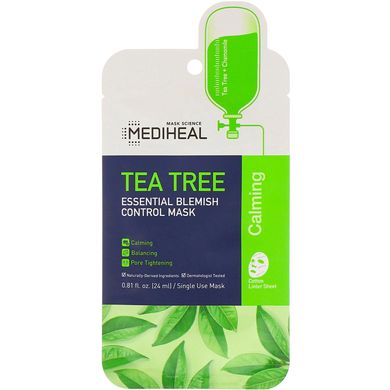 Чайне дерево, маска для контролю за основними дефектами, Mediheal, 1 лист, 24 мл