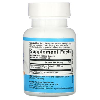 Бакопа екстракт Advance Physician Formulas, Inc. (Bacopa) 225 мг 60 капсул