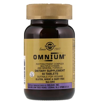 Мультивітаміни і мінерали Омніум з залізом Solgar (Omnium) 60 таблеток