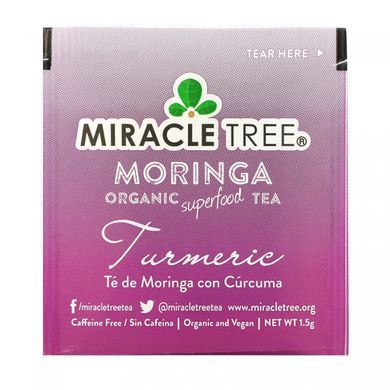Miracle Tree, Органический суперпродуктовый чай Moringa, куркума, без кофеина, 25 чайных пакетиков, 1,32 унции (37,5 г) купить в Киеве и Украине