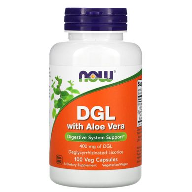 Корінь солодки з алое вера Now Foods (DGL with Aloe Vera) 400 мг 100 вегетаріанських капсул