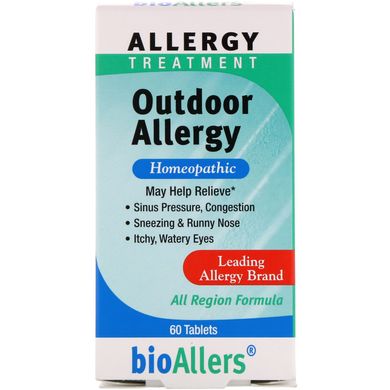 bioAllers, лікування алергії, алергія на відкритому повітрі, NatraBio, 60 таблеток