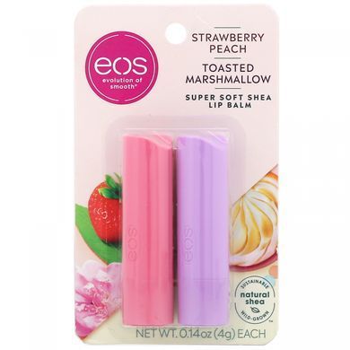 Lip Balm, Strawberry Peach & Toasted Marshmallow, 2 packets, 0.14 ounces (4 g) each.