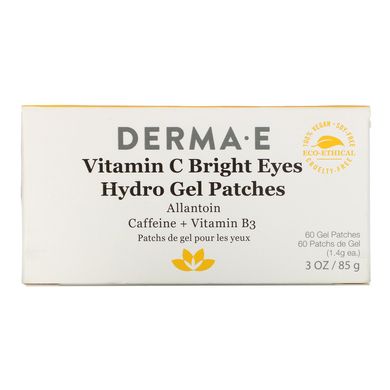 Гідрогелеві патчі з вітаміном C, Vitamin C Bright Eyes Hydro Gel Patches, Derma E, 60 пластирів, 3 унції (85 г)