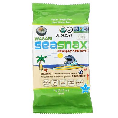 Grab / Go, Васабі, смажені закуски з морських водоростей, SeaSnax, 6 упаковок (18 унцій кожна)