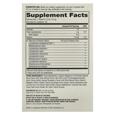 Dry probiotics raspberry flavor Dr. Mercola (Complete Probiotics) 30 packets of 3.5 g