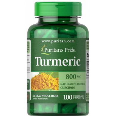 Куркума, Turmeric, Puritan's Pride, 800 мг, 100 капсул