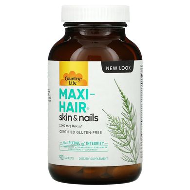 Вітаміни для волосся Country Life (Maxi-Hair) 90 таблеток зі смаком ванілі