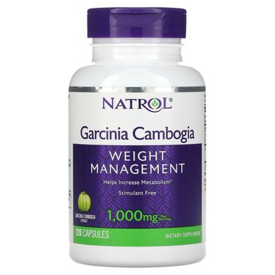Гарцинія камбоджійська, Garcinia Cambogia Extract Metabolism Booster & Appetite Suppressant, Natrol, 1000 мг, 120 капсул
