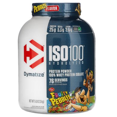 100% ізолят сироваткового протеїну, фруктові камінчики, ISO100 Hydrolyzed, 100% Whey Protein Isolate, Fruity Pebbles, Dymatize Nutrition, 2,3 кг