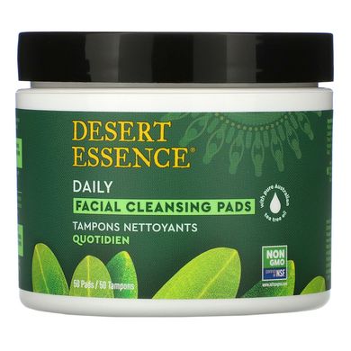 Тампони для очищення шкіри обличчя з натуральною олією чайного дерева, Desert Essence, 50 тампонів