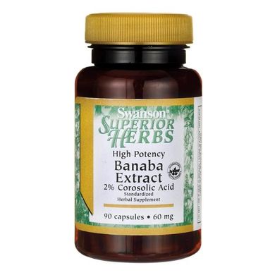 Екстракт банаба, High Potency Banaba Extract 2% Corosolic Acid, Swanson, 60 мг, 90 капсул