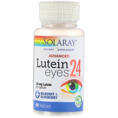 Лютеїн для очей, Lutein Eyes, Solaray, 24 мг, 60 вегетаріанських капсул