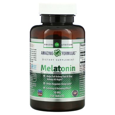 Amazing Nutrition, Мелатонін, 10 мг, 250 таблеток
