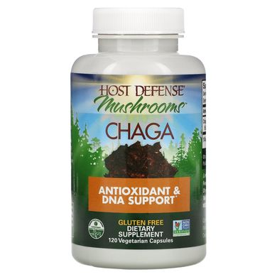 Чага Гриб Fungi Perfecti (Host Defense Chaga Capsules Antioxidant and DNA Support) 120 рослинних капсул