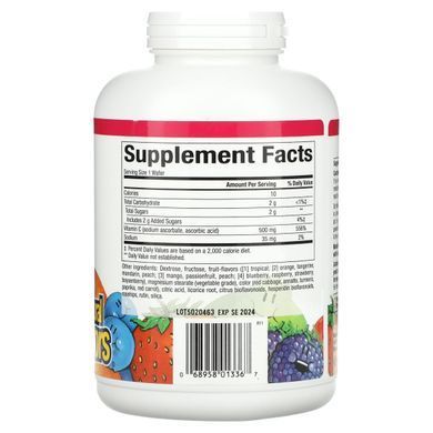 Вітамін С жувальний чотири змішаних фруктових смака Natural Factors (Vitamin C) 500 мг 180 цукерок