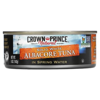 Довгоп тунець, філе в джерельній воді, Crown Prince Natural, 5 унцій (142 г)