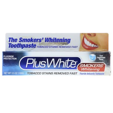 Отбеливающая зубная паста для курильщиков с прохладным мятным вкусом, The Smokers' Whitening Toothpaste, Cool Peppermint Flavor, Plus White, 100 г купить в Киеве и Украине