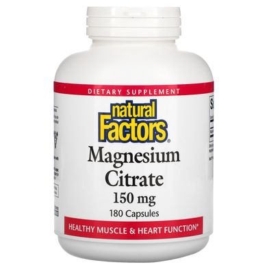 Магнію цитрат, Natural Factors, 150 мг, 180 капсул