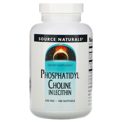 Фосфатидилхолін, лецитин, Phosphatidyl Choline, Source Naturals, 420 мг, 180 капсул