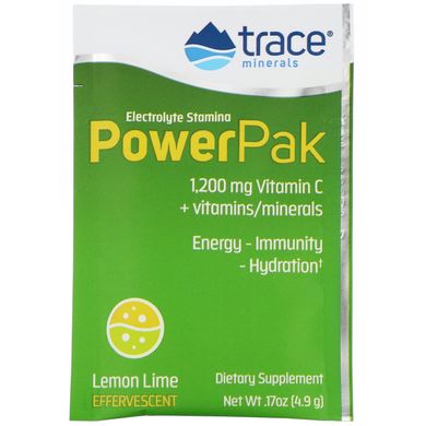 Електроліт витривалість, Пауер пак, смак лимон-лайм, Trace Minerals Research, 30 пакетиків
