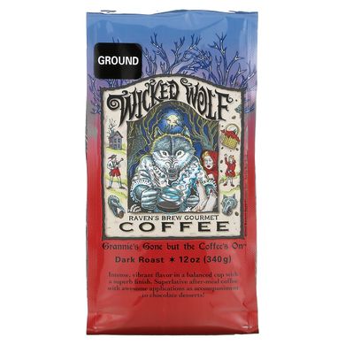 Ravens Brew Coffee, Кава Wicked Wolf, мелена, темна обсмажування, 12 унцій (340 г)