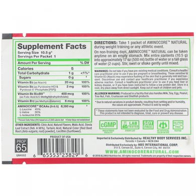 Амінокислоти, AMINOCORE Natural, Instantized BCAAs, журавлинне яблуко, ALLMAX Nutrition, 10,5 г