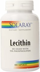 Лецитин из сои, Lecithin, Solaray, 1000 мг, 100 капсул купить в Киеве и Украине
