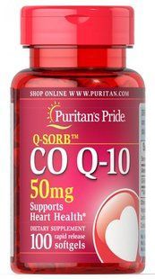 Коэнзим Q-10 Q-SORB &trade;, Q-SORB&trade; Co Q-10, Puritan's Pride, 50 мг, 100 капсул купить в Киеве и Украине