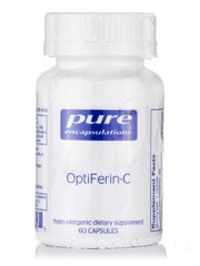 Добавка сприяє підвищенню рівня гемоглобіну та нормальному функціонуванню еритроцитів Pure Encapsulations (OptiFerin-C) 60 капсул
