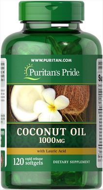 Кокосовое масло, Coconut Oil, Puritan's Pride, 1000 мгг, 120 капсул купить в Киеве и Украине
