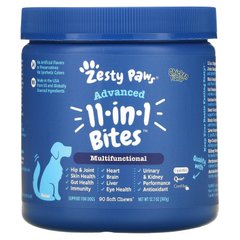 Мультивітаміни 8 в 1 для дорослих собак, зі смаком курки, Advanced 8 in 1 Multivitamin Bites, Zesty Paws, 90 м'яких жувальних таблеток