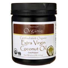 Сертифіковане 100% органічне екстра-незаймане кокосова олія, Certified 100% Organic Extra Virgin Coconut Oil, Swanson, 454 г
