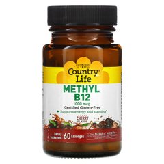 Вітамін B12 Country Life (Methyl B12) 1000 мкг 60 льодяників зі смаком вишні
