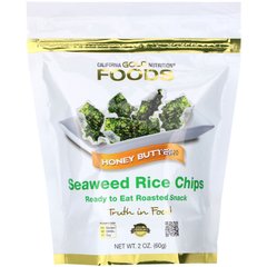 Рисові чіпси з морськими водоростями медова олія California Gold Nutrition (Seaweed Rice Chips Honey Butter) 60 г