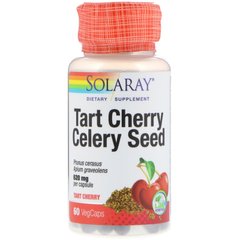 Экстракт вишни и семян злаковых, Tart Cherry & Celery Seed, Solaray, 60 растительных капсул купить в Киеве и Украине