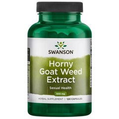 Бур'янів екстракт роговий козел, Horny Goat Weed Extract, Swanson, 500 мг, 120 капсул