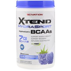 Xtend HydraSport, зволоження + амінокислоти з розгалуженим ланцюгом, блакитна малина, Scivation, 12,2 унц (345 г)