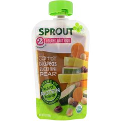 Дитяче харчування, Sprout Organic, 2, морква, нут, цукіні, груша, 3,5 унції (99 г)