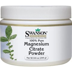 Порошок цитрата магния, Magnesium Citrate Powder - 100% Pure, Swanson, 630 мг, 244 грам купить в Киеве и Украине