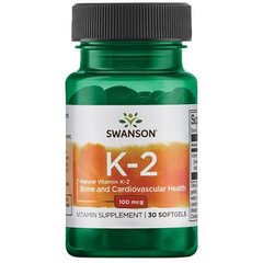 Натуральний вітамін К-2, Vitamin K-2 - Natural, Swanson, 100 мкг 30 капсул