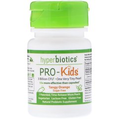 PRO-Kids, терпкий апельсин, Без цукру, Hyperbiotics, 7 мікро-перлин