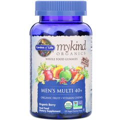 Мультивітаміни для чоловіків 40+ органік для веганів смак ягід Garden of Life (Men's Multi Mykind Organics) 120 жувальних цукерок
