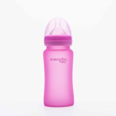 Стеклянная термочувствительная детская бутылочка, малиновый, 240 мл, Everyday Baby, 1 шт купить в Киеве и Украине