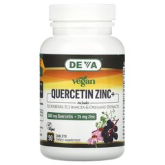 Deva, Веганський кверцетин цинк+, 500 мг + 25 мг, 90 таблеток