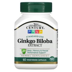 Екстракт листя гінкго білоба 21st Century (Ginkgo Biloba) 60 капсул