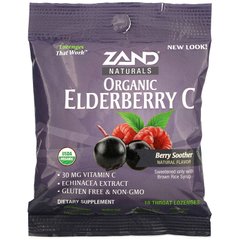 Органічна бузина С, ягідні льодяники, Organic Elderberry C, Berry Soother, Zand, 18 льодяників для горла